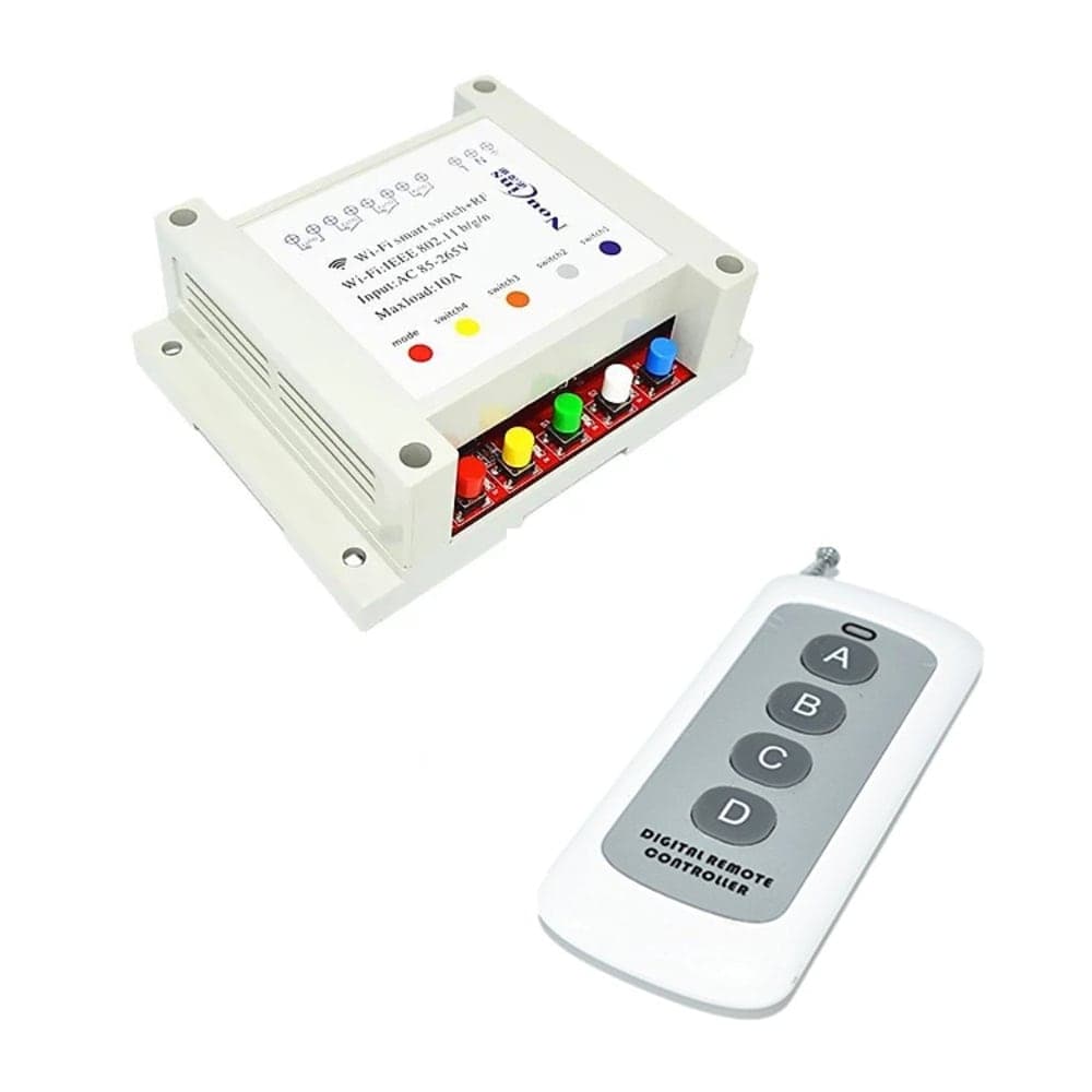 2.4GHz ESP8285 433MHz RF Transmitter WiFi 220V 4-Relay Switch