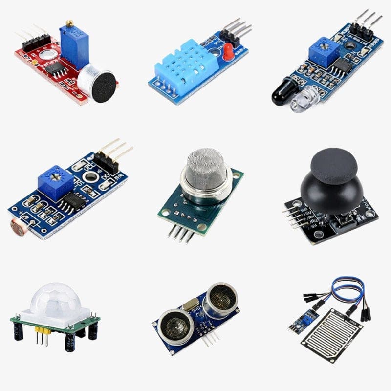 9 in 1 Arduino Sensor Kit - Ultrasonic, PIR, IR, DHT11, MQ2, LDR, Soun