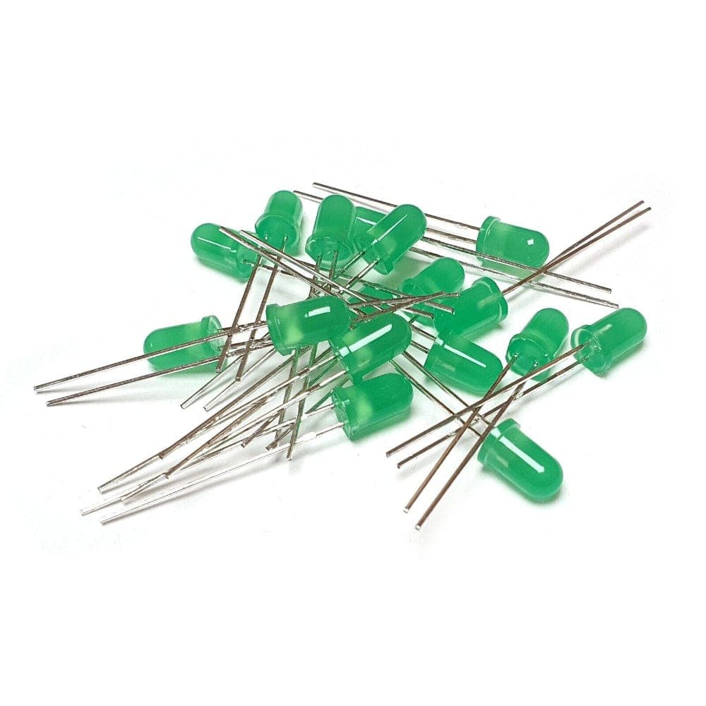 50 Pcs Diffused Green LED 5mm for DIY Projects & Displays